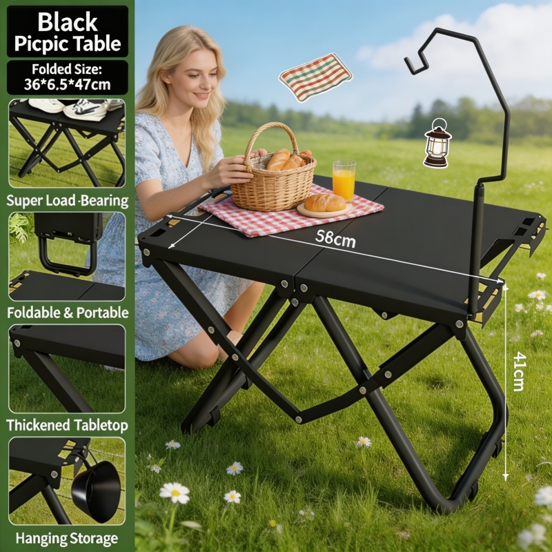 Outdoor Camping Table Foldable - Home Household Carbon Steel Lightweight Foldable
