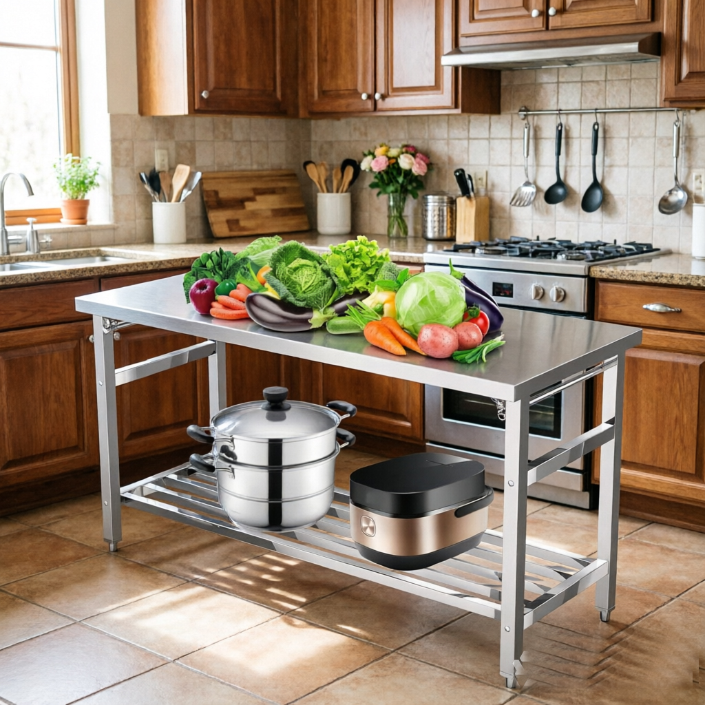 Outdoor Camping Table Foldable - Commercial Stainless Steel Work Table 60x24x31.5