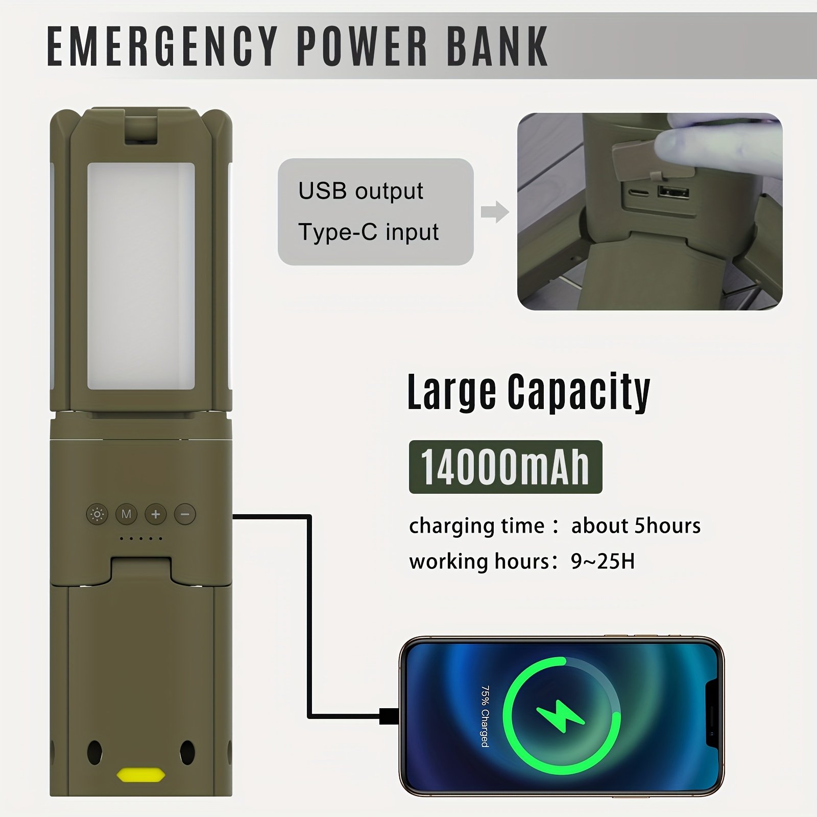 Camping Lantern, 14000mAh Rech - Battery Outdoor Camping ulasan dan harga