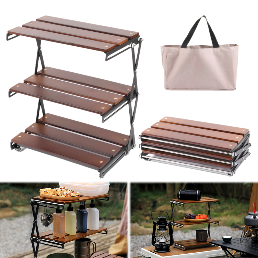 3-Tier Foldable Wooden Camping - Outdoor Camping Table Foldable ulasan dan harga