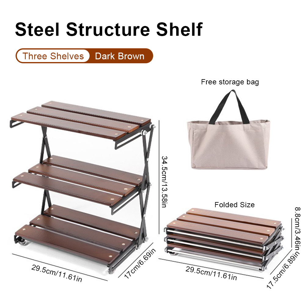 3-Tier Foldable Wooden Camping - Outdoor Camping Table Foldable ulasan dan harga