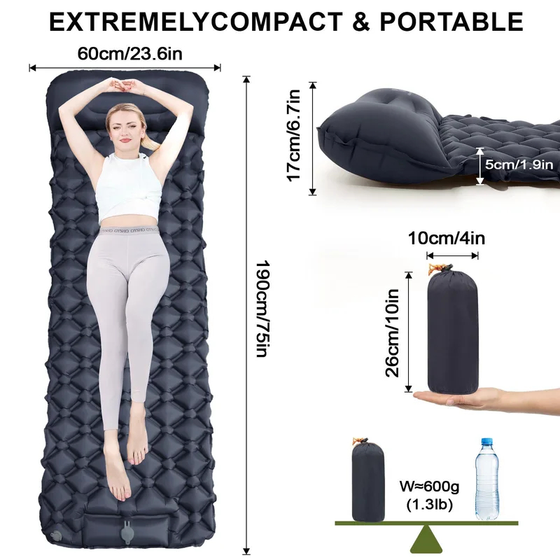 Outdoor Camping Inflatable Mat - Camp Pillow Compressible ulasan dan harga