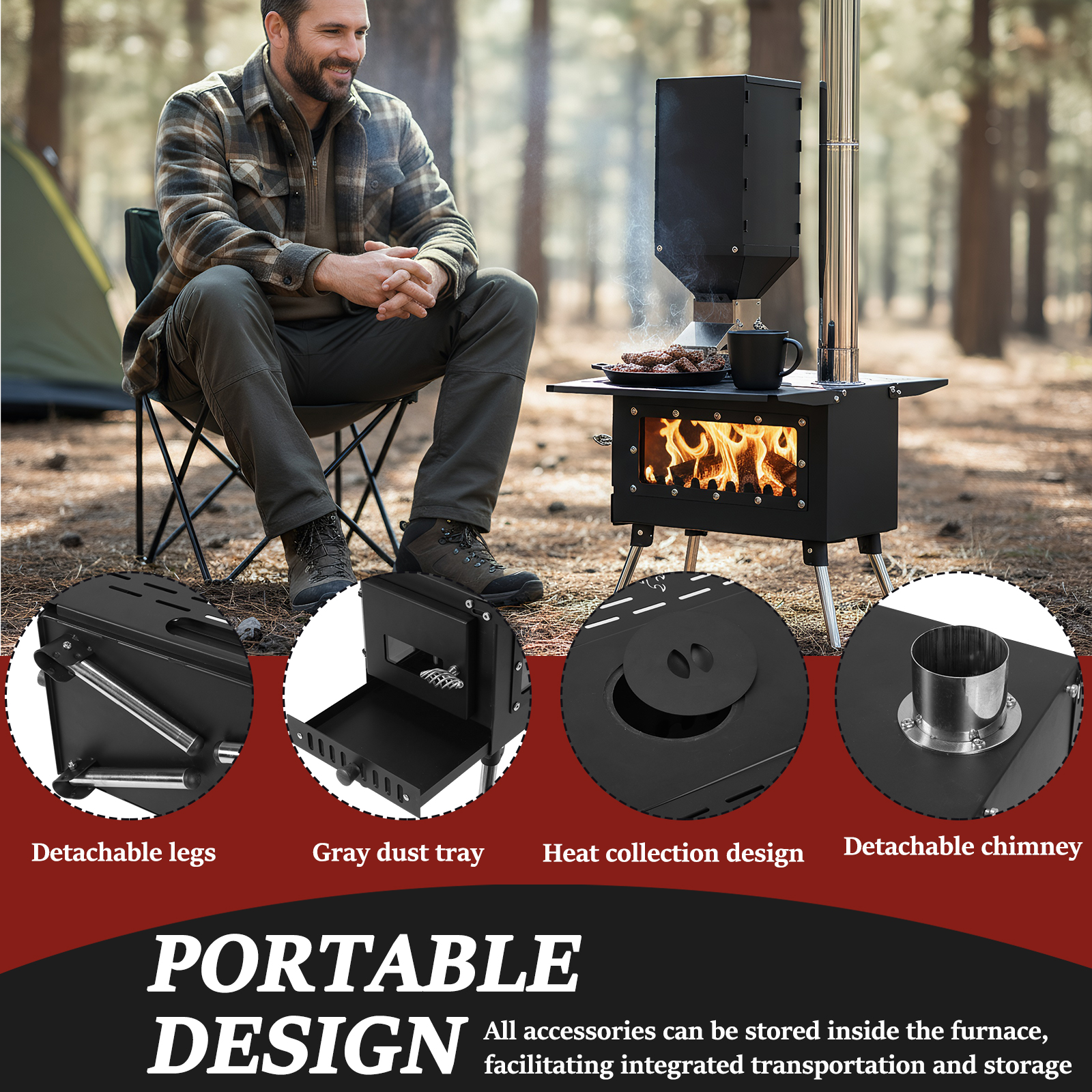 Firewood Stove with Stainless  - Outdoor Camping Bin ulasan dan harga