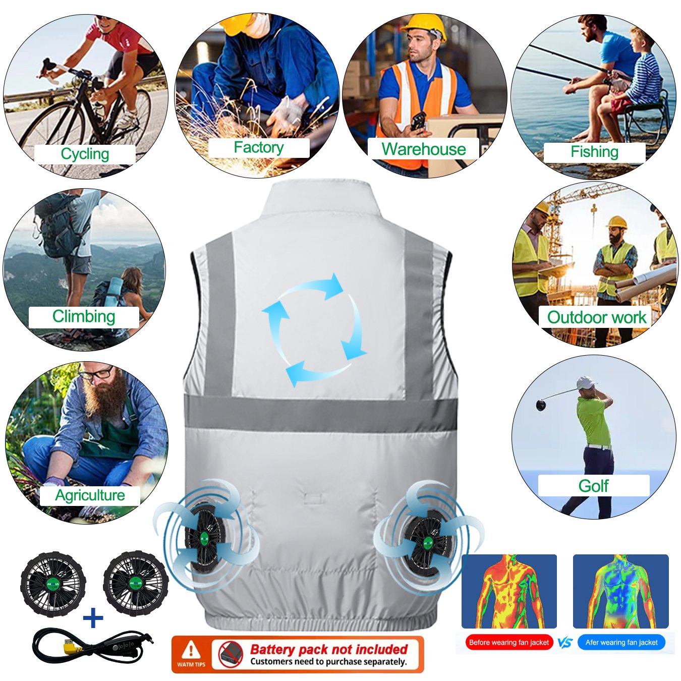 12V/5V USB Sleeveless Breathab - Outdoor Camping Air Conditioner ulasan dan harga