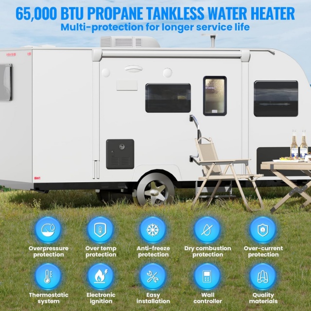 Portable 12V Gas Water Heater  - Outdoor Camping Shower ulasan dan harga