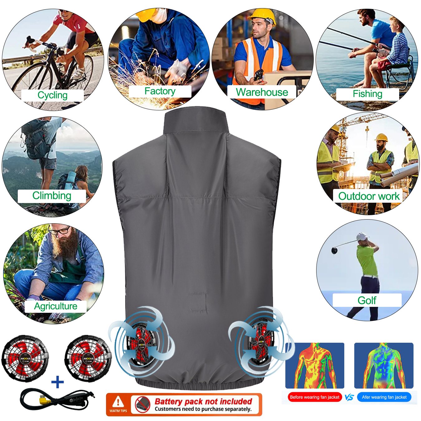 12V/5V USB Men Cooling Fan Ves - Outdoor Camping Air Conditioner ulasan dan harga