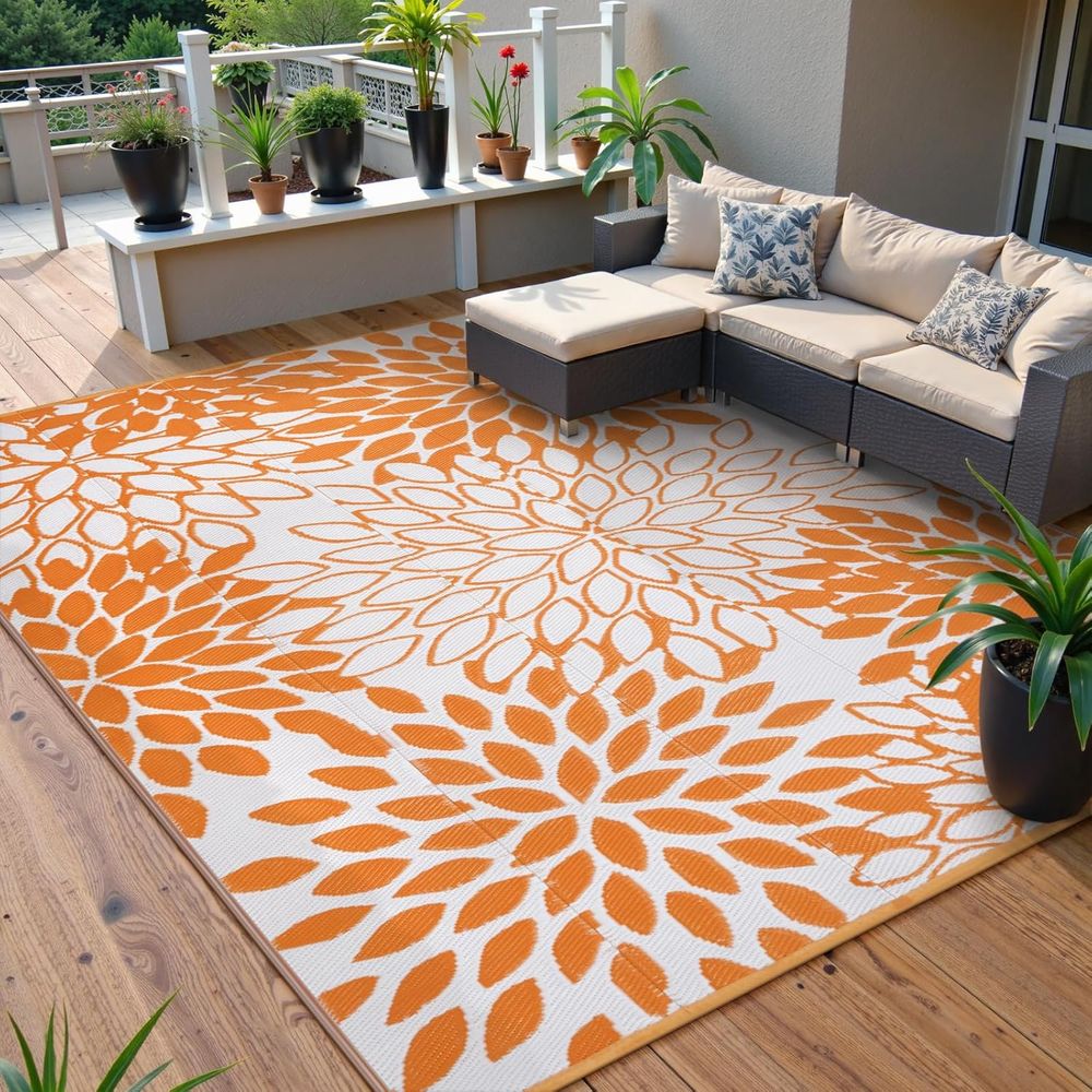 Waterproof Reversible Tropical - Outdoor Camping Rugs 8X10 ulasan dan harga