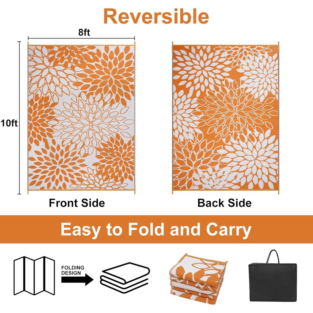 Waterproof Reversible Tropical - Outdoor Camping Rugs 8X10 ulasan dan harga