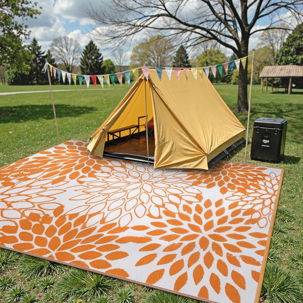 Waterproof Reversible Tropical - Outdoor Camping Rugs 8X10 ulasan dan harga