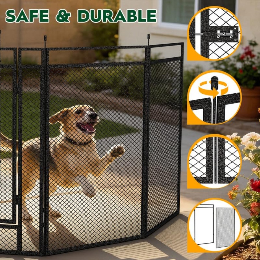 Dog Playpen with Safety Mesh,  - Outdoor Camping Dog Fence ulasan dan harga