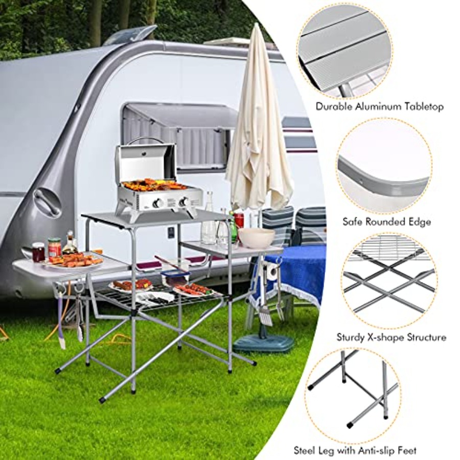 Folding Grill Table with 26''  - Outdoor Camping Kitchen Setup ulasan dan harga