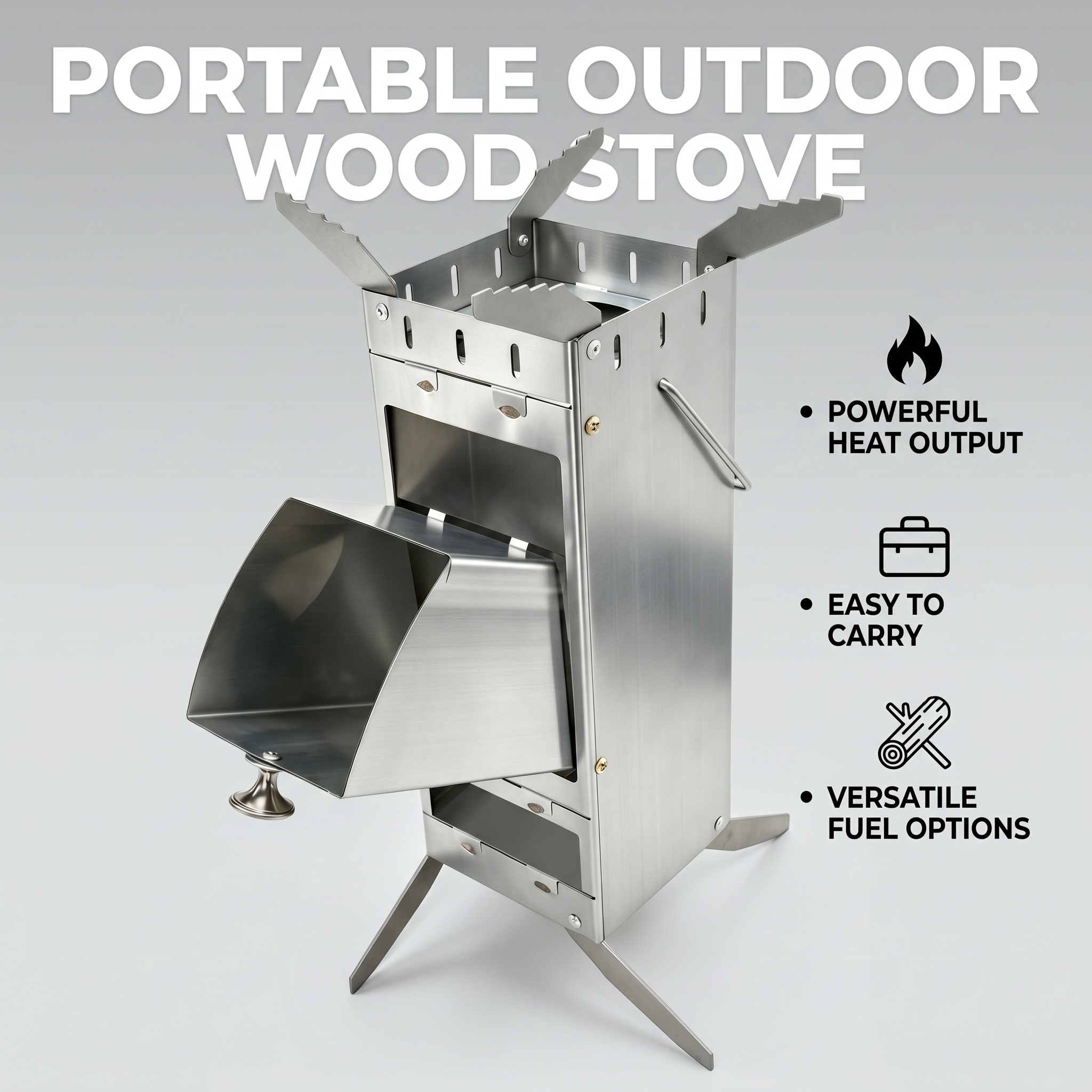 Portable Foldable Rocket Stove - Outdoor Camping Burner ulasan dan harga