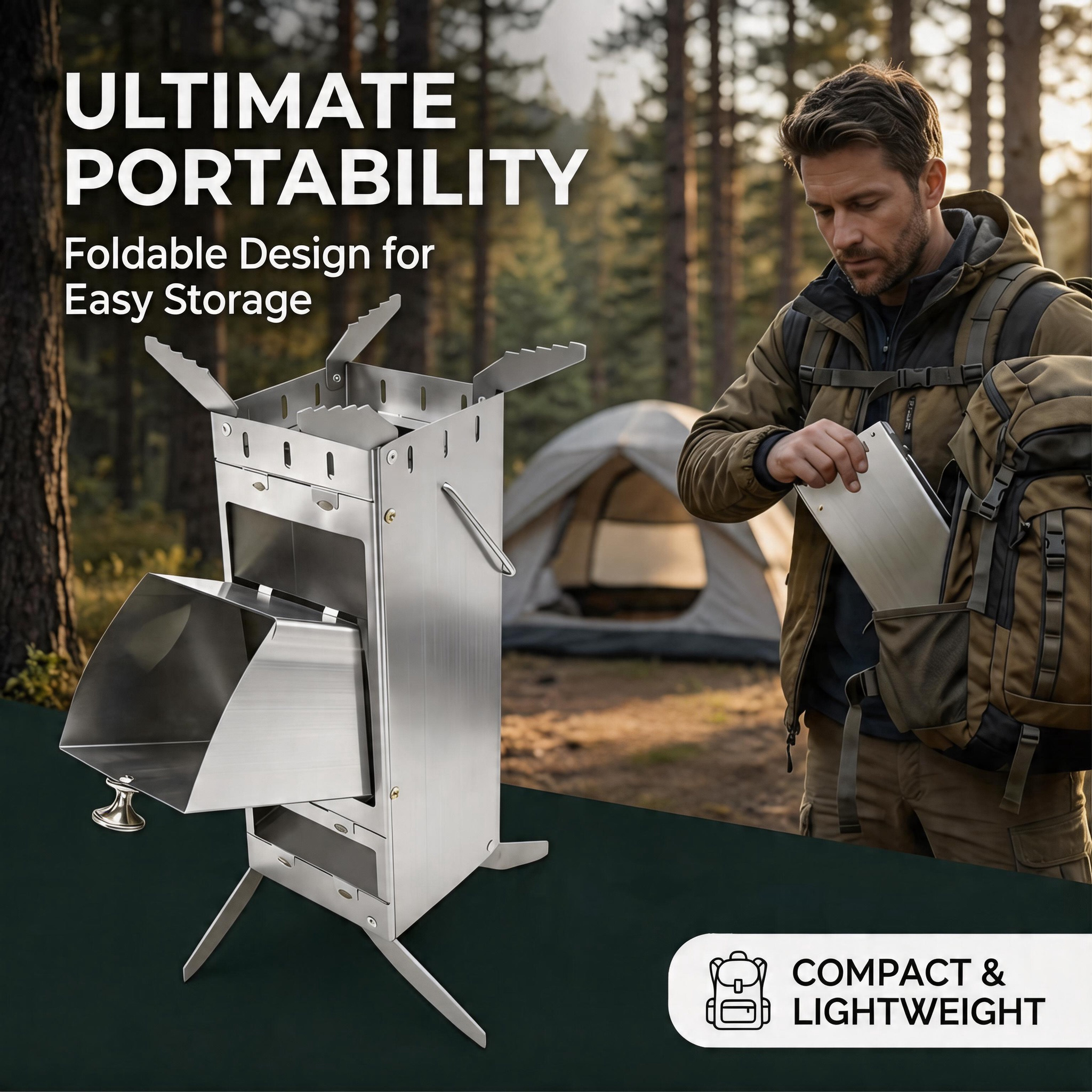 Portable Foldable Rocket Stove - Outdoor Camping Burner ulasan dan harga