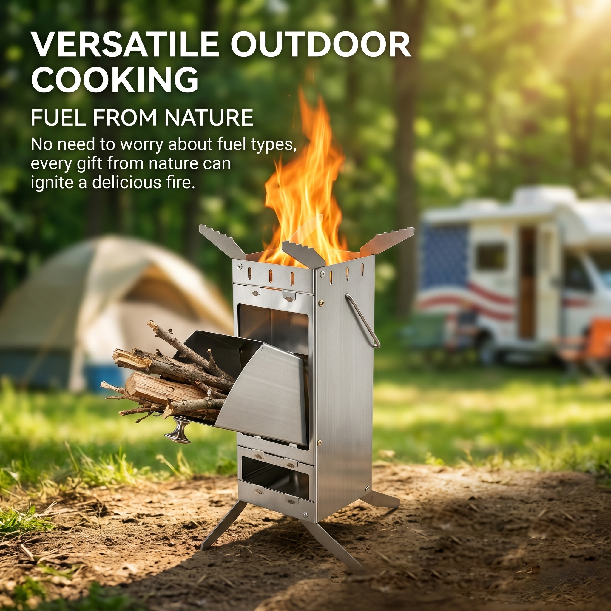 Portable Foldable Rocket Stove - Outdoor Camping Burner ulasan dan harga