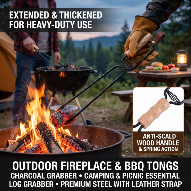 Firewood Tongs Metal Heat Resi - Outdoor Camping Burner ulasan dan harga