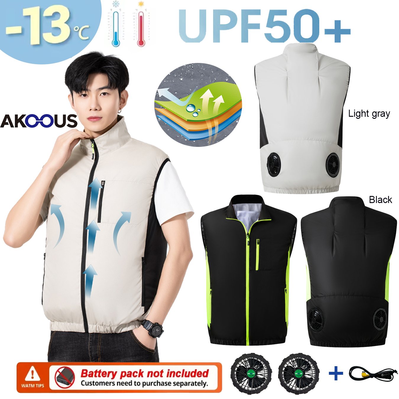 12V 5V USB Cooling Fan Vest Me - Outdoor Camping Air Conditioner ulasan dan harga