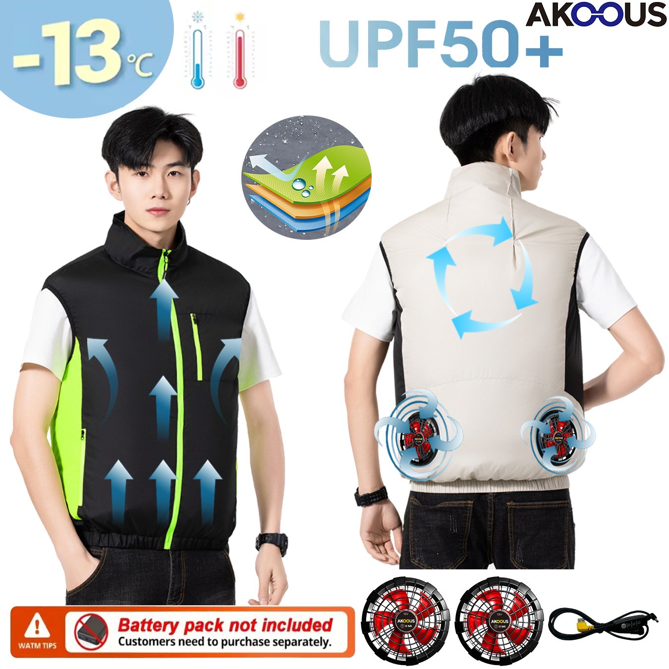 12V 5V USB Cooling Fan Vest Me - Outdoor Camping Air Conditioner ulasan dan harga