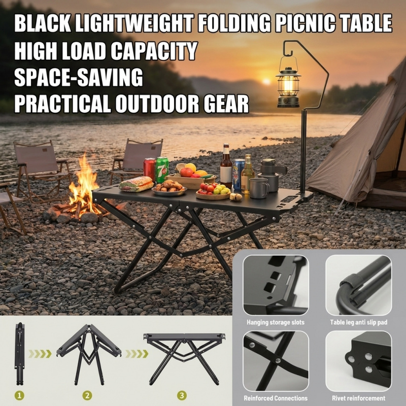 Practical Black Folding Campin - Outdoor Camping Table Foldable ulasan dan harga