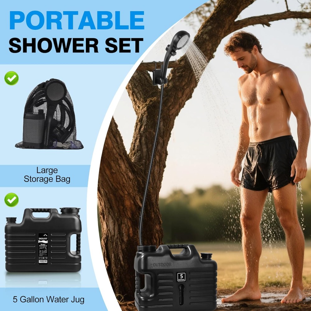 Portable Camping Shower with 5 - Outdoor Camping Shower ulasan dan harga